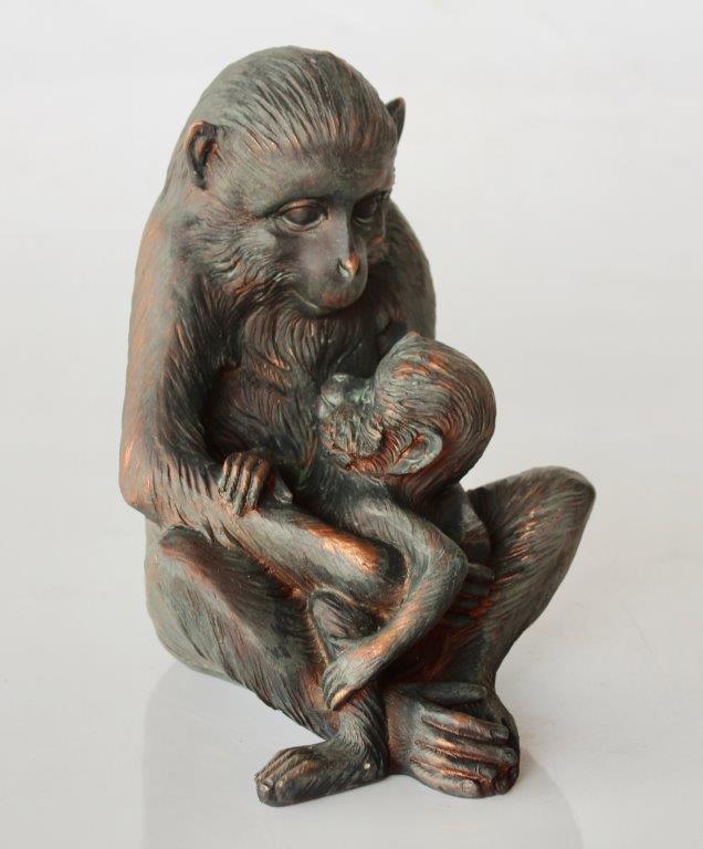 Resin Monkey With Baby